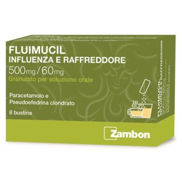 Fluimucl influenza e raffreddore 500 mg/ 60 mg granulato per soluzione orale