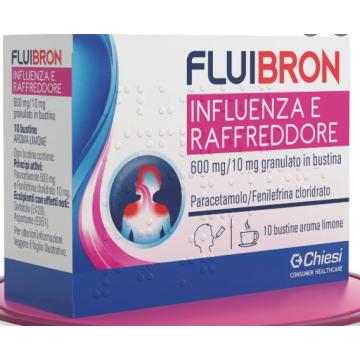Fluibron influenza e raffreddore 600 mg/10 mg granulato in bustina paracetamolo/fenilefrina cloridrato