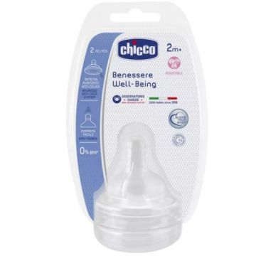 Chicco tettarella well being 2 mesi+ adj silicone 2 pezzi