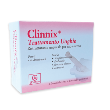 Clinnix trattamento unghie 2 flaconi 15 ml + 2 pennelli applicatori