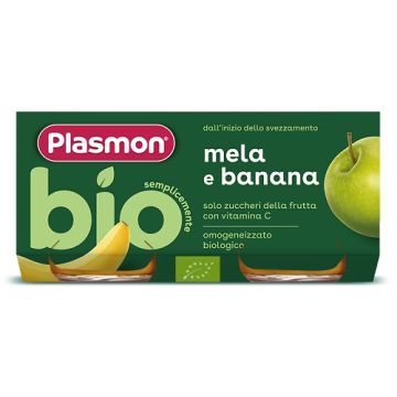 Plasmon omogeneizzato bio banana mela 2 vasetti x 80 g