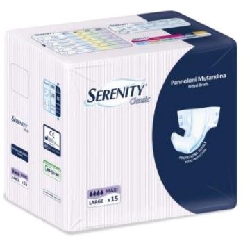 Pannolone per incontinenza a mutandina serenity classic formato maxi taglia large 15 pezzi