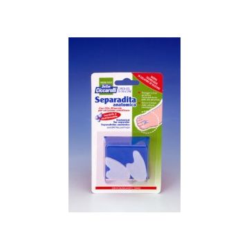 Separadita anatomico per piede realizzato in gel di silicone bianco semitrasparente sagomato igienepiede 2 pezzi