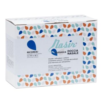 Nasir lavaggio nasale soluzione fisiologica isotonica sterile scatola con 4 sacche 500ml 4 blister 1 ventosa