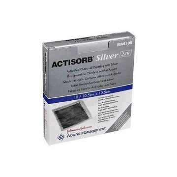 Actisorb silver medicazione in carbone attivo con argento 10,5x10,5 cm 3 pezzi