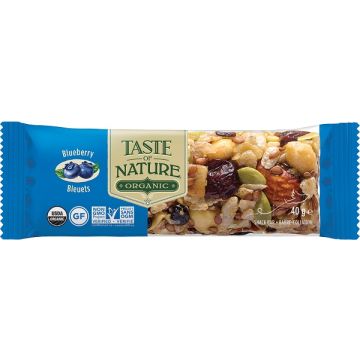 Taste of nature barretta ai mirtilli bio vegan ad alto contenuto di fibre 40 g