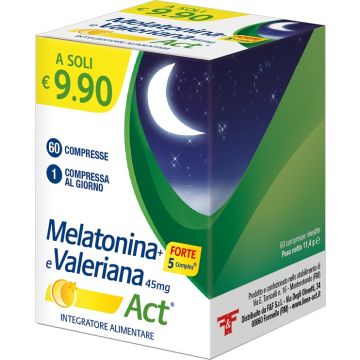 Melatonina act 1mg + valeriana + 5 forte complex 60 compresse