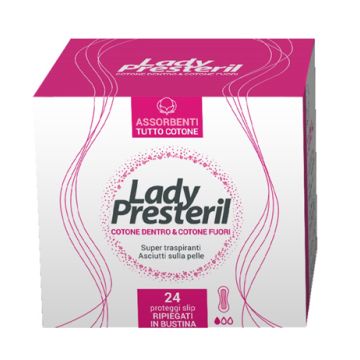 Lady presteril cotton power proteggi slip pocket anatomici ripiegati promo 24 pezzi