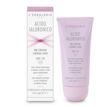 Acido ialuronico bb cream crema viso spf15 trattamento uniformante antiage 8 in 1 50 ml