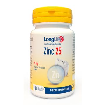 Longlife zinc 25 mg 100 compresse