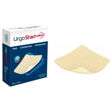 Medicazione idro-detergente fibre poliassorbenti gelificanti urgostart plus pad 10x10 cm 10 pezzi