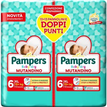 Pampers baby dry pannolino mutandina extra large duo 26 pezzi
