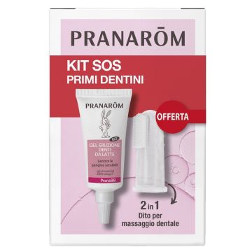 Pranarom kit sos primi dentini 1 gel eruzione denti da latte 15 ml + 1 dito massaggiante