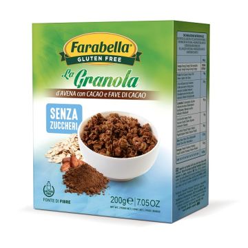 Farabella gluten free la granola d'avena con cacao e fave di cacao senza zuccheri senza lattosio 200 g