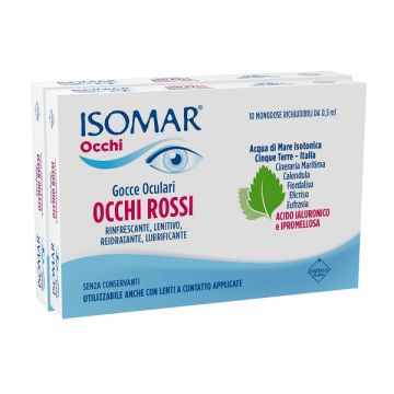 Isomar occhi rossi gocce oculari acido ialuronico 0,20% 10+10 flaconcini
