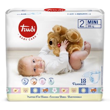 Trudi baby care pannolino per bambini mini 3/6kg 18 pezzi