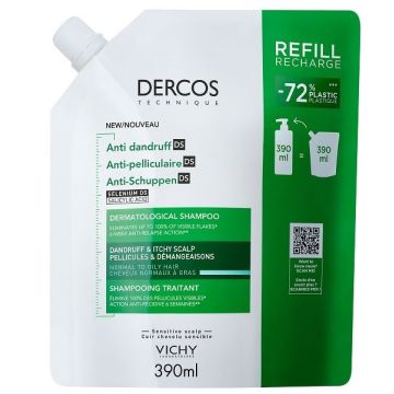 Dercos technique shampoo antiforfora ds grassi refill 390 ml