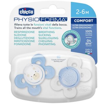 Chicco succhietto comfort boy silicone 0-6 mesi 2 pezzi