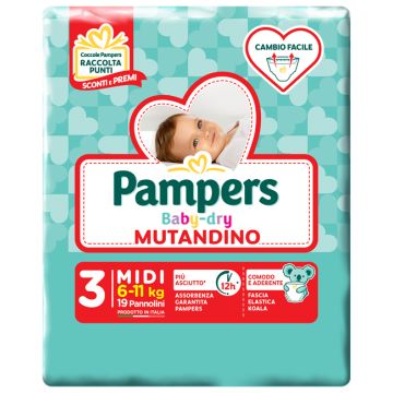Pampers baby dry mutandina midi small pack 19 pezzi