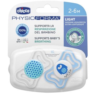 Chicco succhietto light boy silicone 2-6 mesi 2 pezzi
