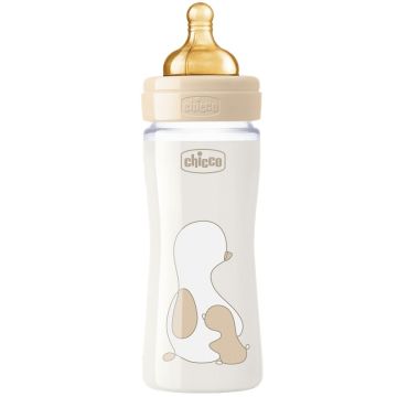 Chicco biberon original 240ml vetro 1 foro 1 foro unisex con tettarella in caucciu'