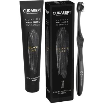 Curasept black luxury whitening dentifricio 75 ml + spazzolino