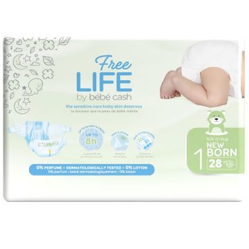 Freelife by bebecash new born taglia 1 2-4 kg girovita 30-41 cm 28 pezzi