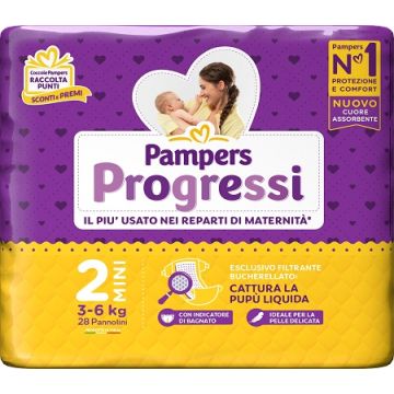 Pampers progressi mini pannolino 2 3-6kg 30 pezzi