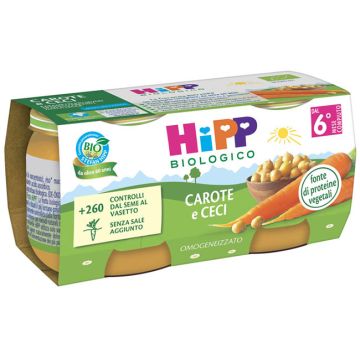 Hipp bio omogeneizzato carote/ceci 2x80 g