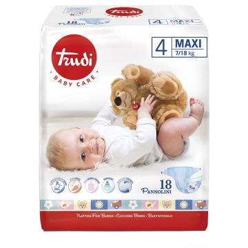 Trudi baby care pannolino bambini maxi 7/18 kg 18 pezzi
