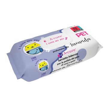 A+cure i love my pet salviette pop-up lavanda 100 pezzi ricarica