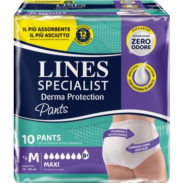 Pannolone per incontinenza lines specialist derma pants maxi m 10 pezzi