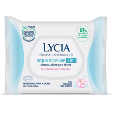 Lycia salviettine struccanti acqua micellare 3 in 1 20 pezzi