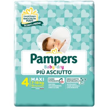 Pampers baby dry pannolini downcount maxi 18 pezzi