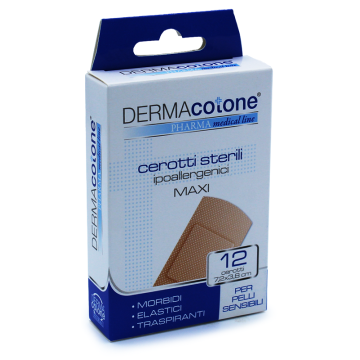 Cerotto ipoallergenico dermacotone maxi 7,2x3,8cm 12 pezzi