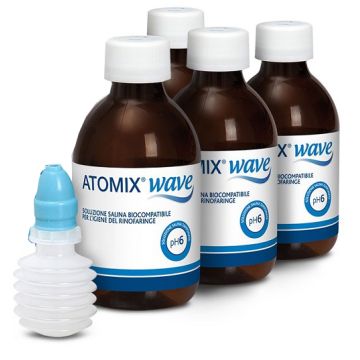 Atomix wave dispositivo per igiene rinofaringea atomix soluzione salina 4 flaconi da 250 ml