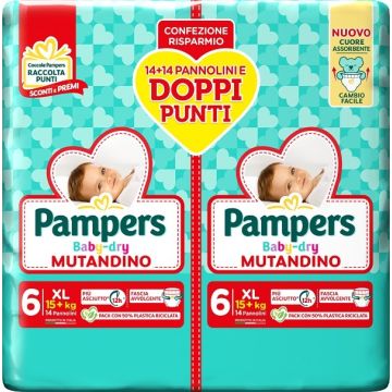 Pampers baby dry pannolino mutandina xl duo downcount 28 pezzi