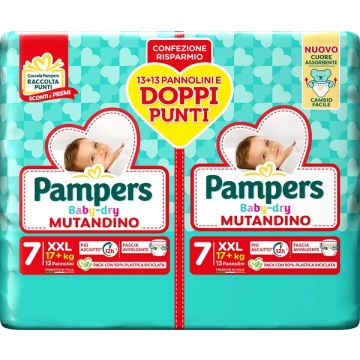 Pampers baby dry pannolino mutandina duo downcount xxl 26 pezzi