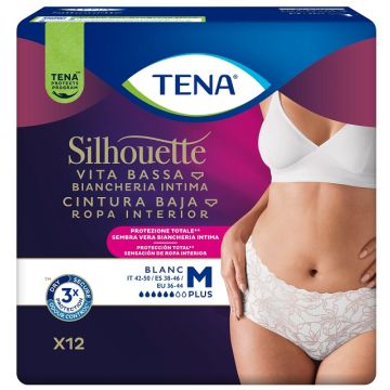 Pannolone a mutandina assorbente tena silhouette plus white medium 12 pezzi