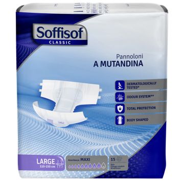 Soffisof classic pannolino mutandina maxi l 15 pezzi