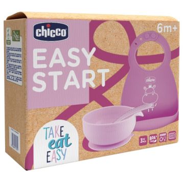 Chicco set pappa silicone 6m+ rosa