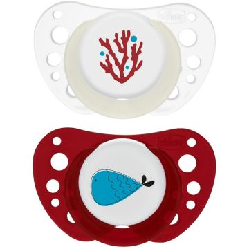 Chicco succhietti air rosso lumi silicone 16-36 mesi 2 pezzi